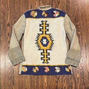 Women's Beige and Blue Patterned Jacket